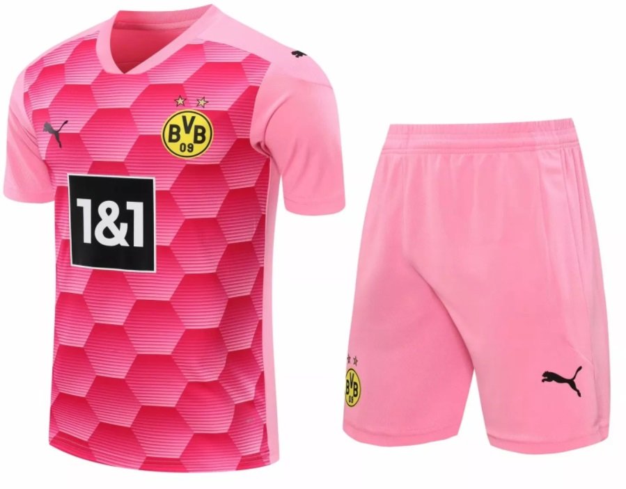 Kit infantil oficial Puma  Borussia Dortmund 2020 2021 Goleiro rosa